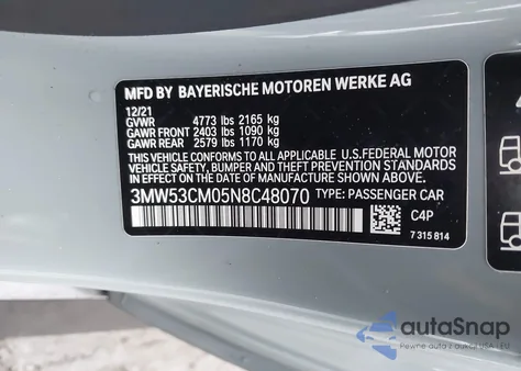 2022 BMW M240 I xDrive z USA, uszkodzony, nr VIN 3MW53CM05N8C48070